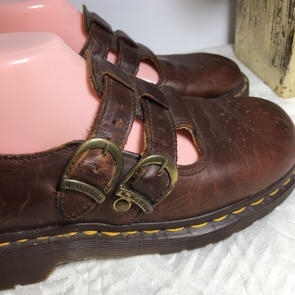 SOLD Dr Doc Martens Mary Jane Sandals Brown - Picture 5 of 8
